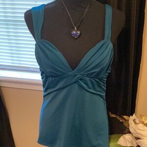Frederick's of Hollywood Blue Bustier Ruched Tank Top